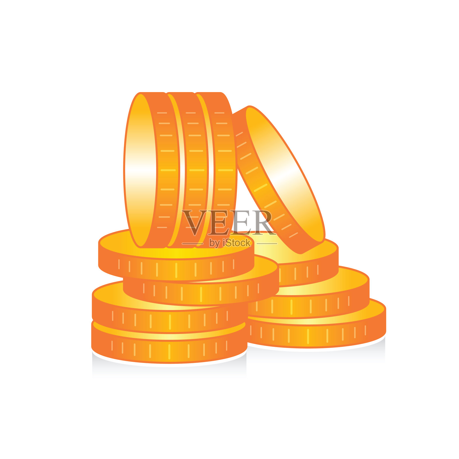 白色背景上的硬币概念。向量的硬币插画图片素材