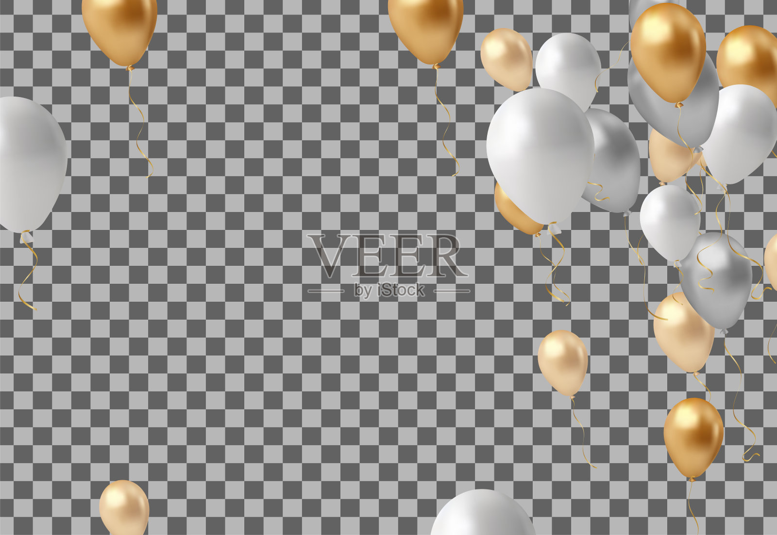 框架模板庆祝晚会横幅与彩色气球的背景。盛大开幕卡销售豪华问候丰富。插画图片素材