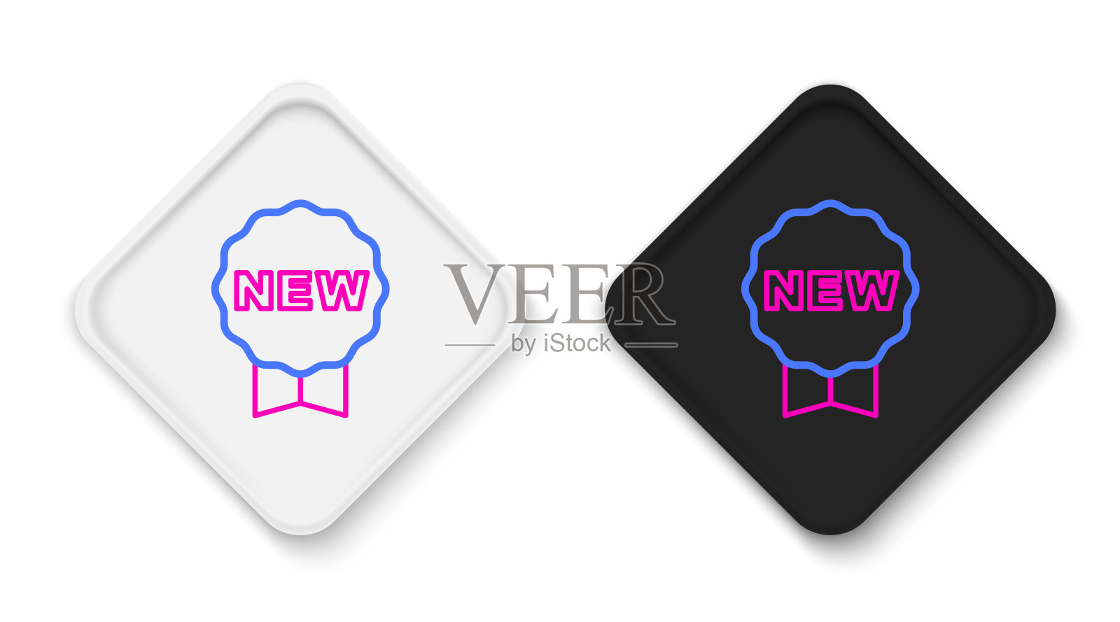 线价格标签与铭文新图标隔离在白色背景上。徽章的价格。促销标签折扣。色彩缤纷的轮廓概念。向量插画图片素材