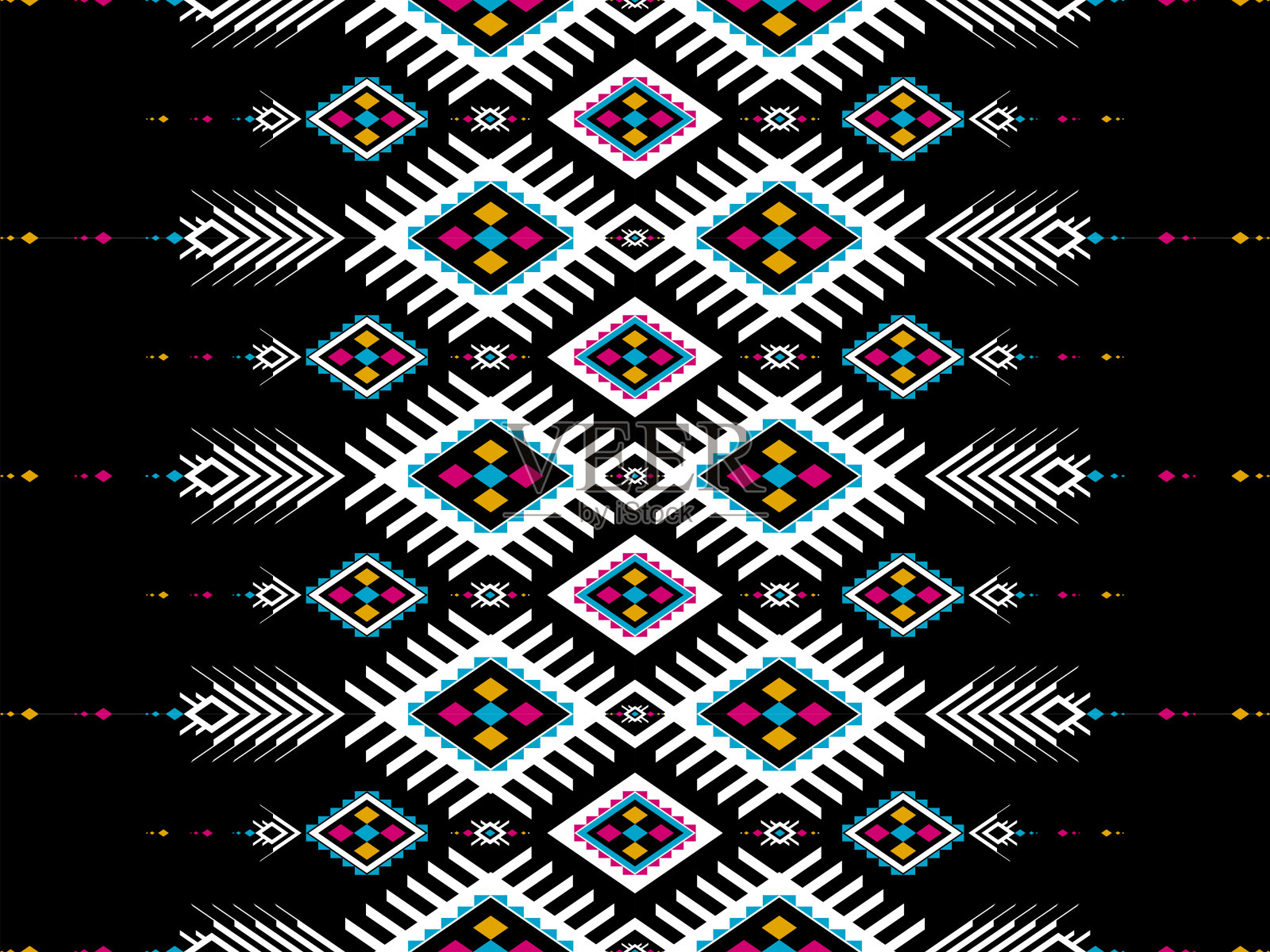 阿兹特克民族图案艺术。几何无缝图案在部落。插画图片素材