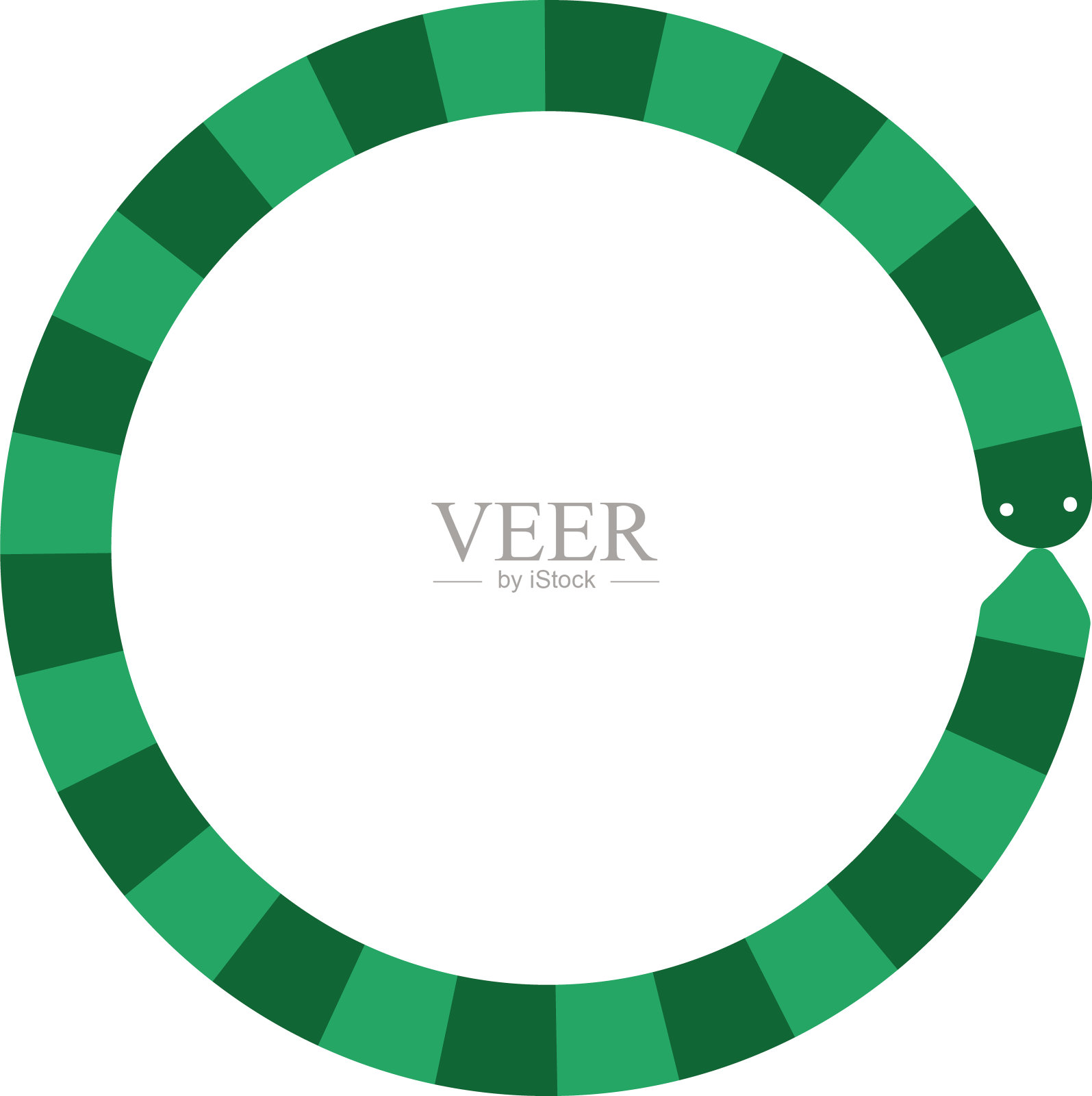 简单的圆形框架与可爱的绿色蛇插画图片素材