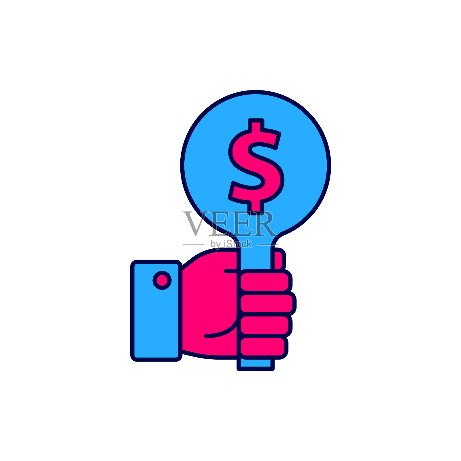 白色背景上手持拍卖板图标矢量图插画图片素材