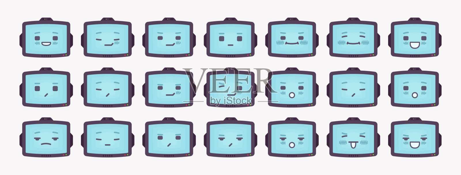 机器人朋友智能可爱AI技术聊天机器人情感集插画图片素材