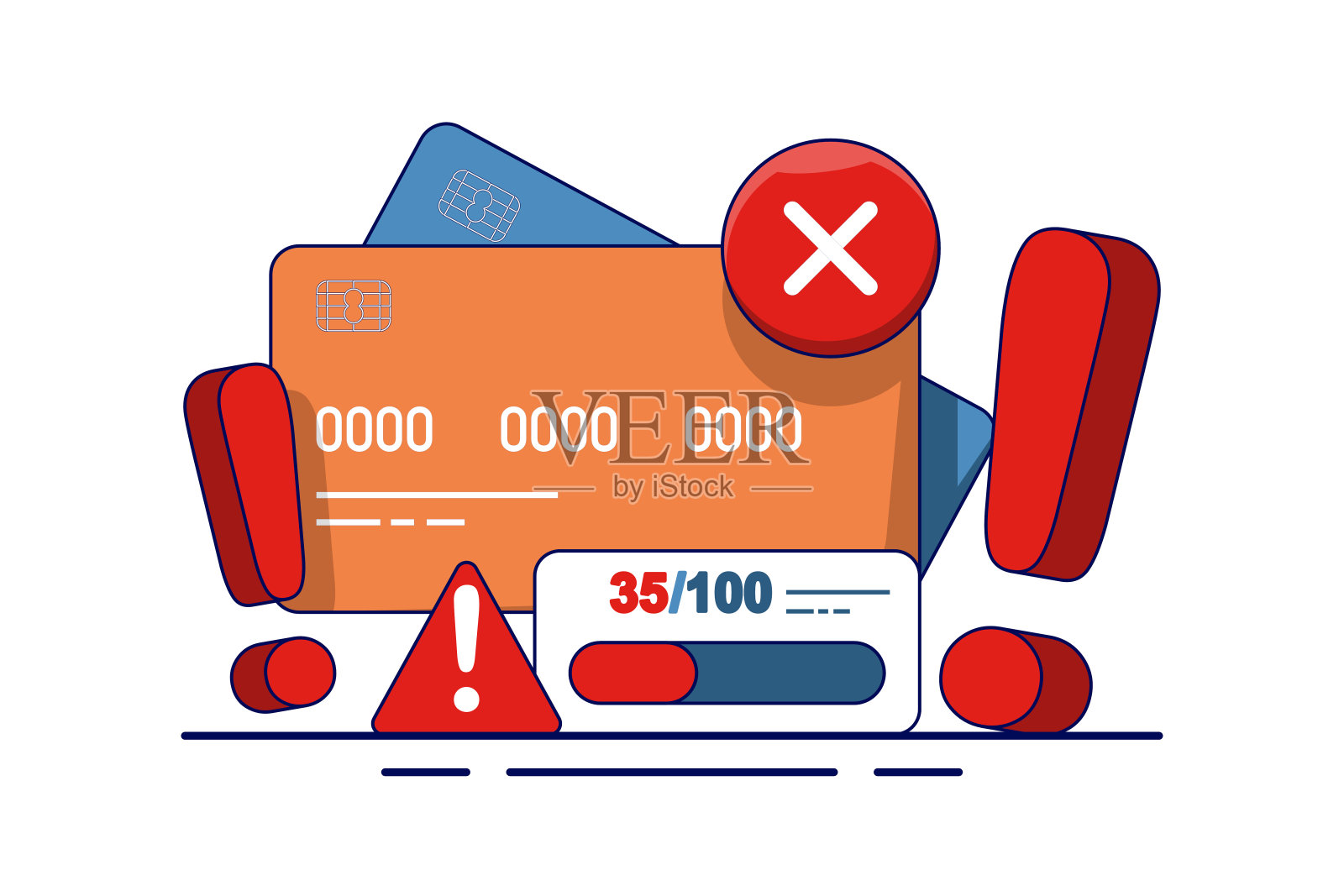 欺诈检测的概念，借记卡欺诈检测使用工具和技术来识别和防止未经授权的交易，从而防止经济损失。提高支付安全。插画图片素材