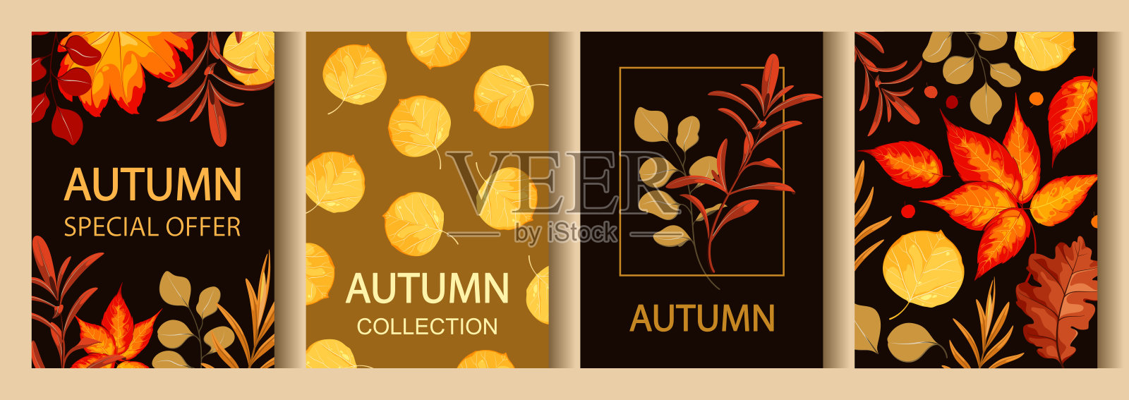 一套秋季促销横幅插画图片素材