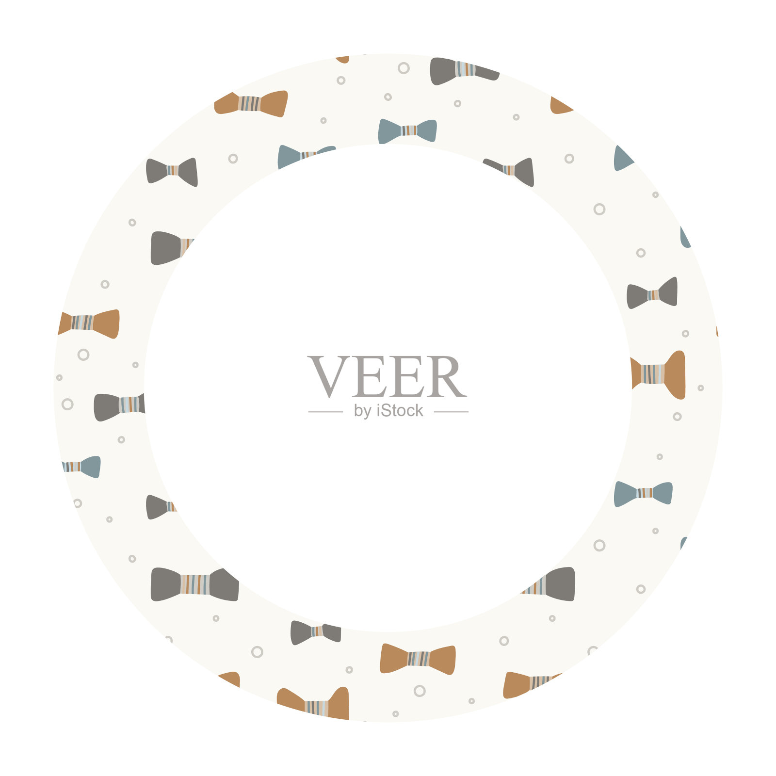 圆形框架与领结或丝带。插画图片素材