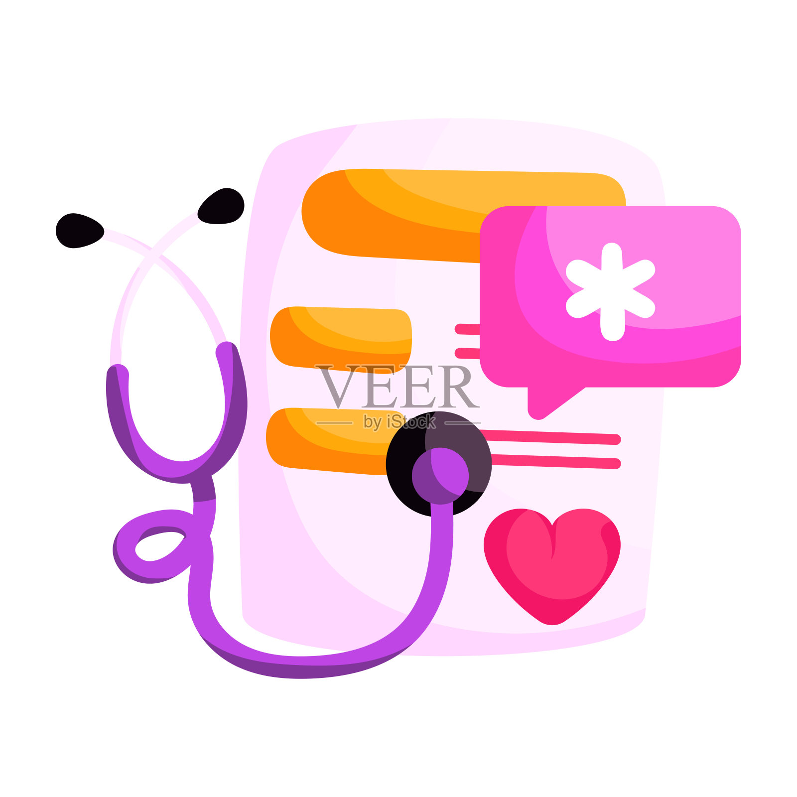 一个医疗聊天的贴纸设计插画图片素材