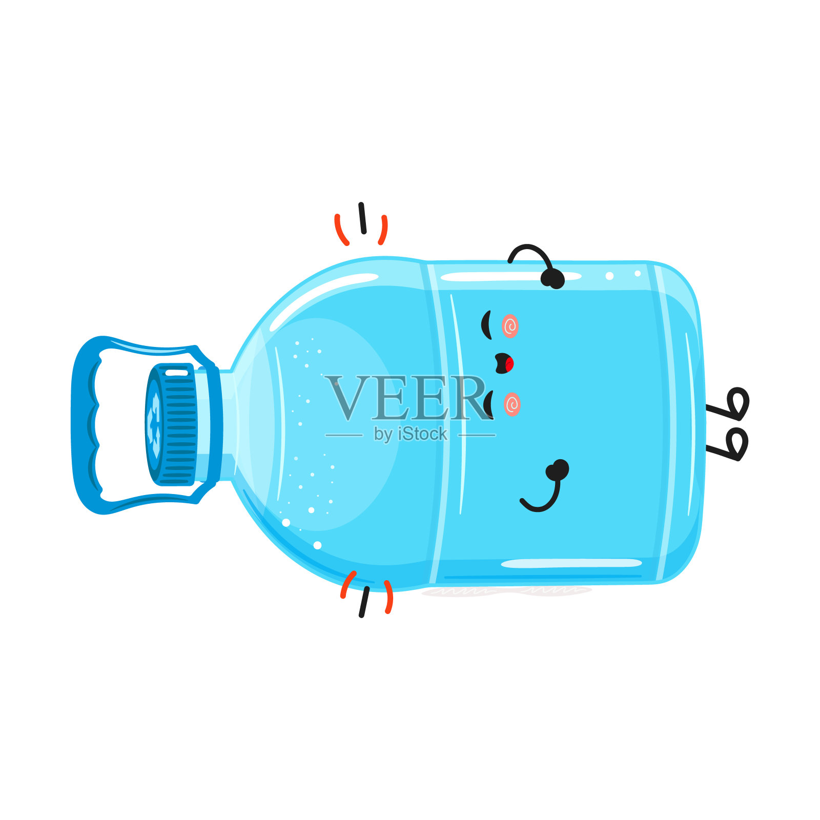 塑料水瓶笑角色插画图片素材