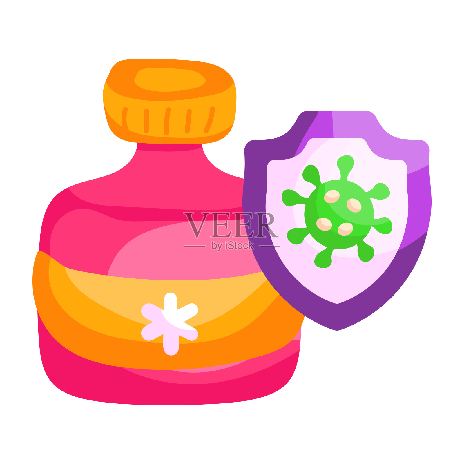 设计独特的药瓶贴纸插画图片素材