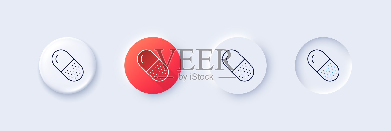 胶囊药丸线图标。医疗药品标志。药房药物。行图标。向量插画图片素材