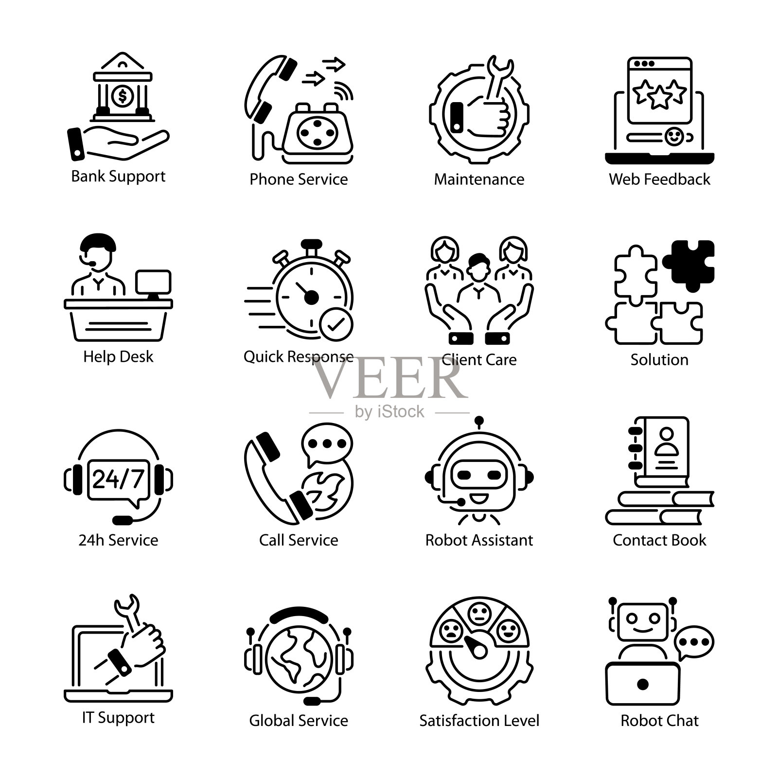 客户服务线样式图标包插画图片素材