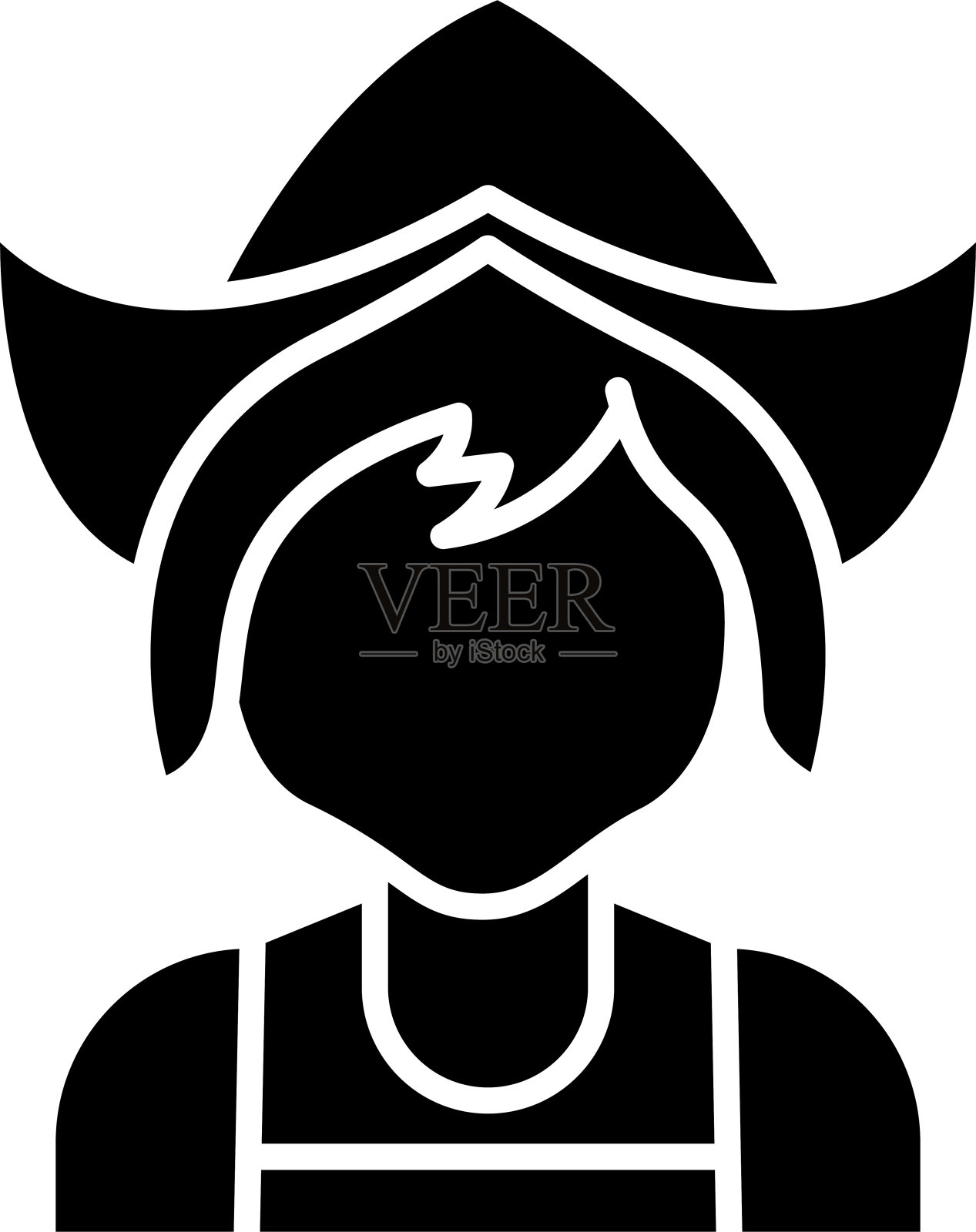 女孩固体字形矢量插图插画图片素材