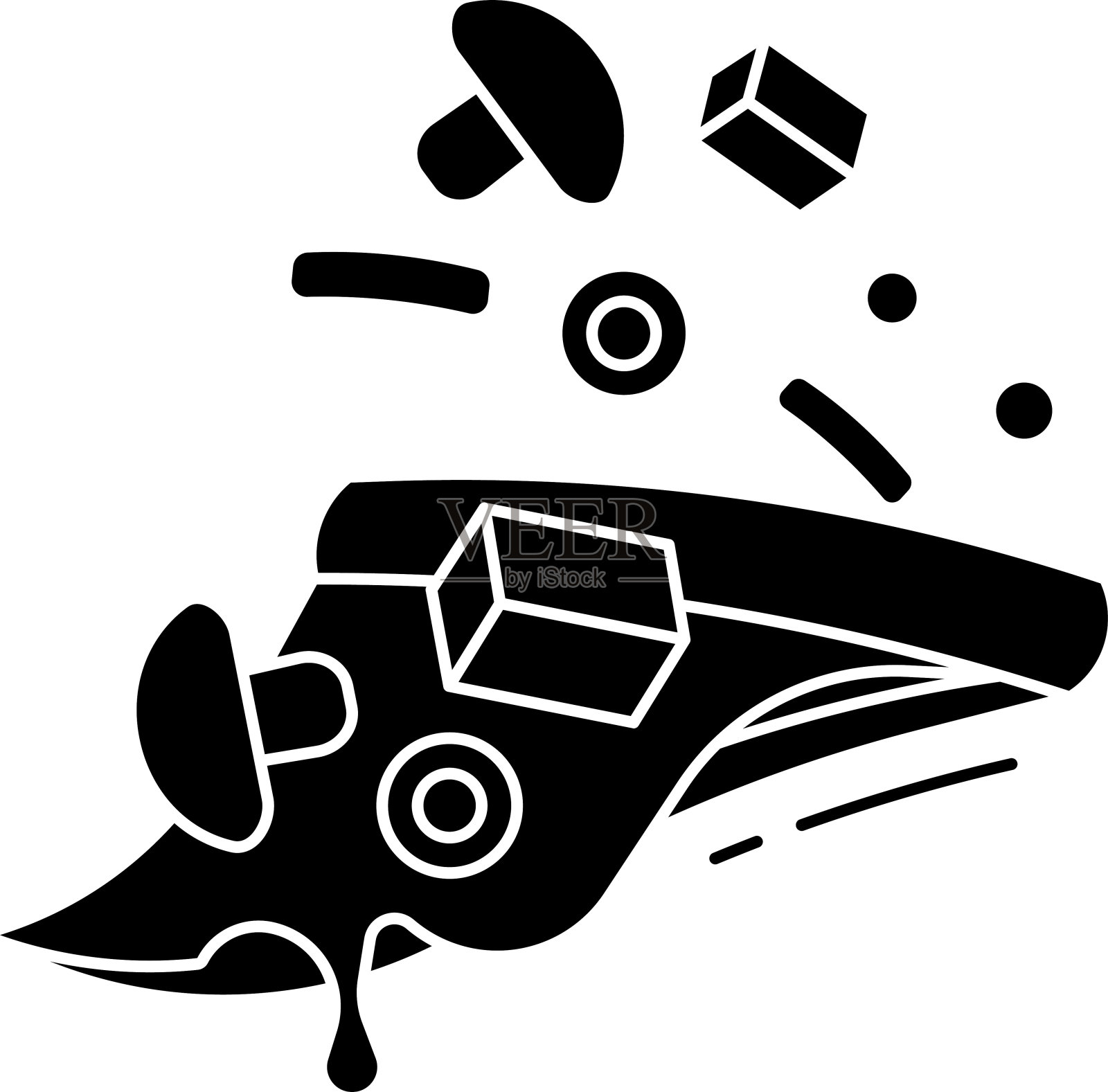 蘑菇黑橄榄披萨片固体象形向量插图插画图片素材