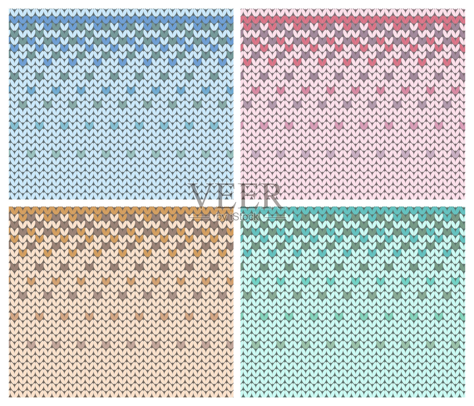 矢量集针织纹理，无缝针织背景插画图片素材
