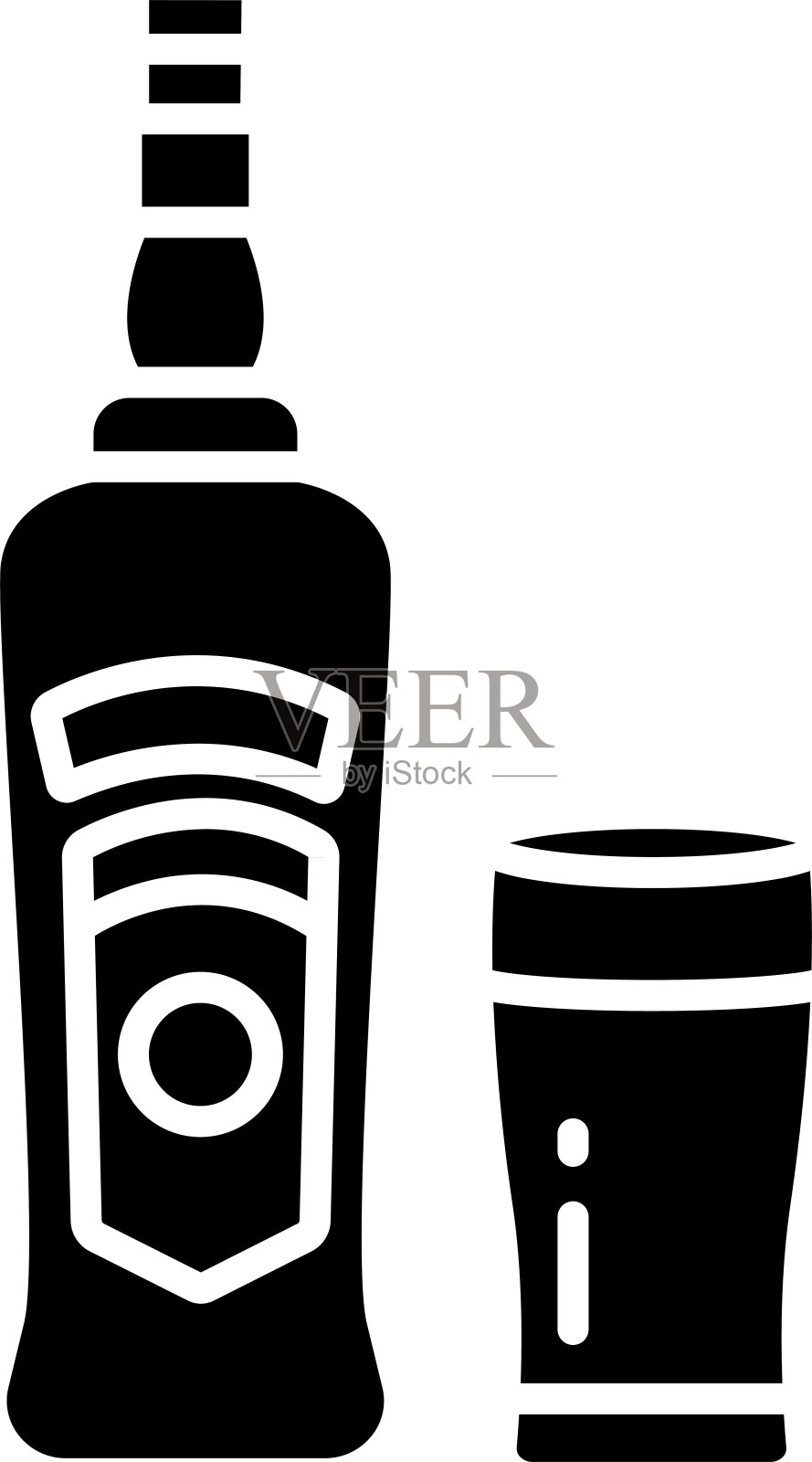 啤酒固体字形矢量插图插画图片素材