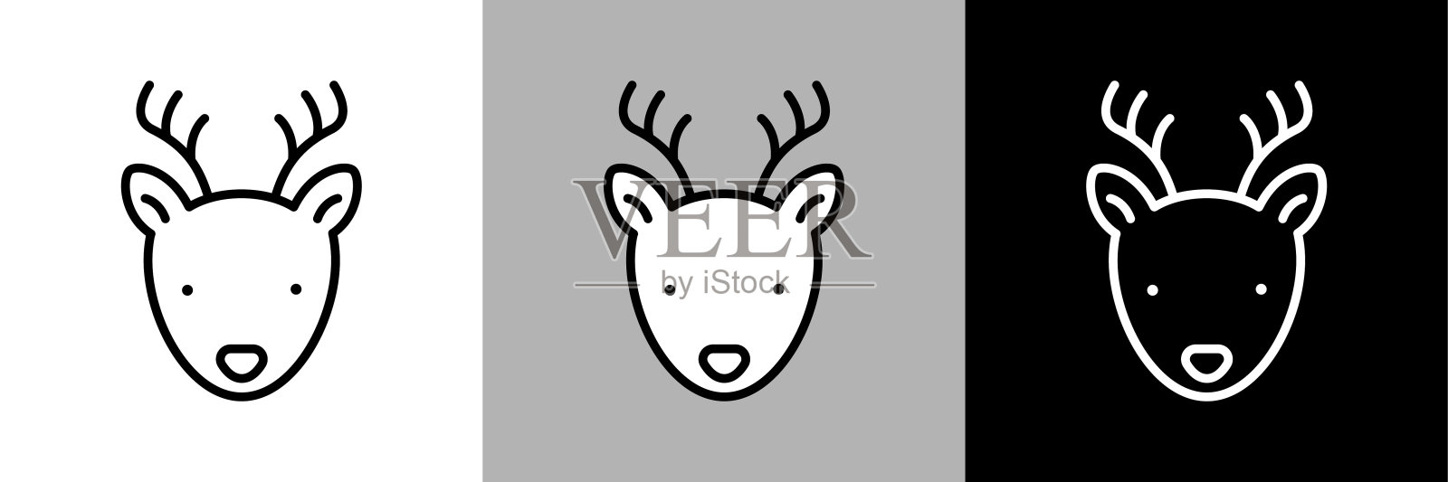 简单的线驯鹿矢量图标。插画图片素材