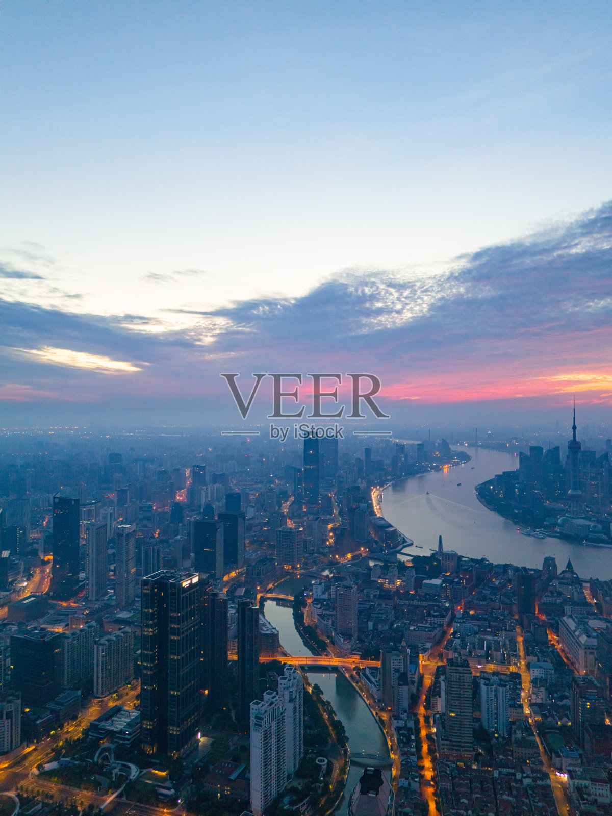 上海日出鸟瞰图照片摄影图片