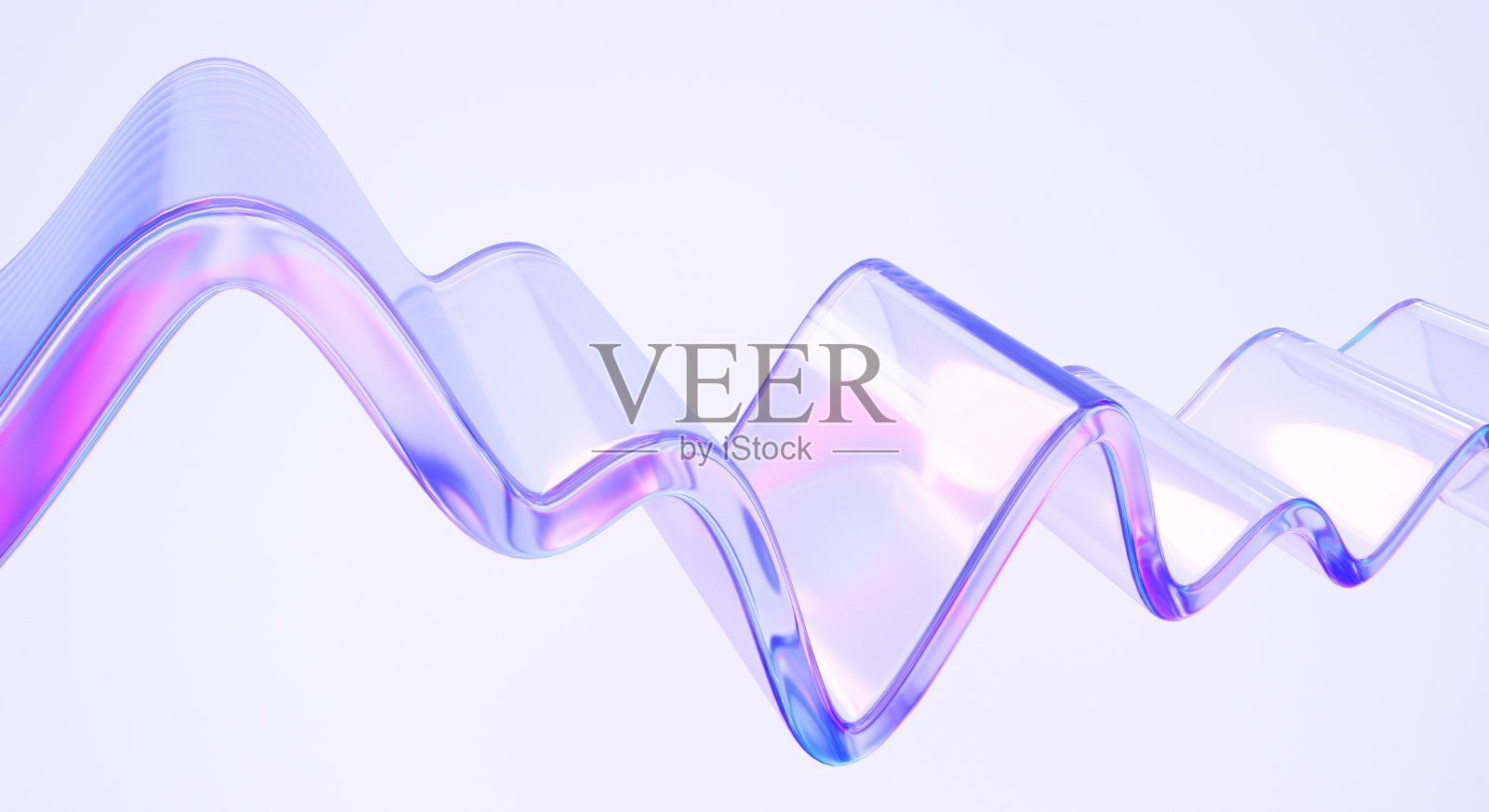 波浪形玻璃形状与彩色反射在光的背景。照片摄影图片