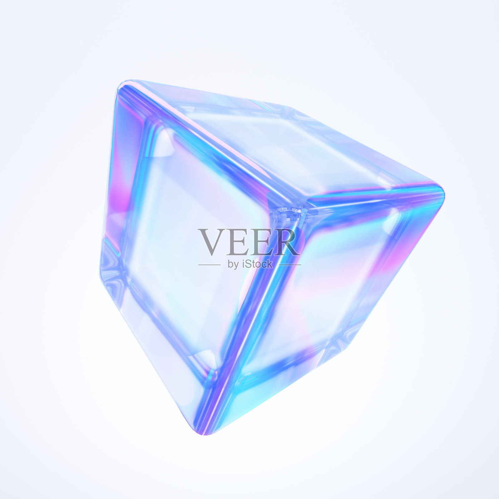 具有折射效果的玻璃立方体。照片摄影图片