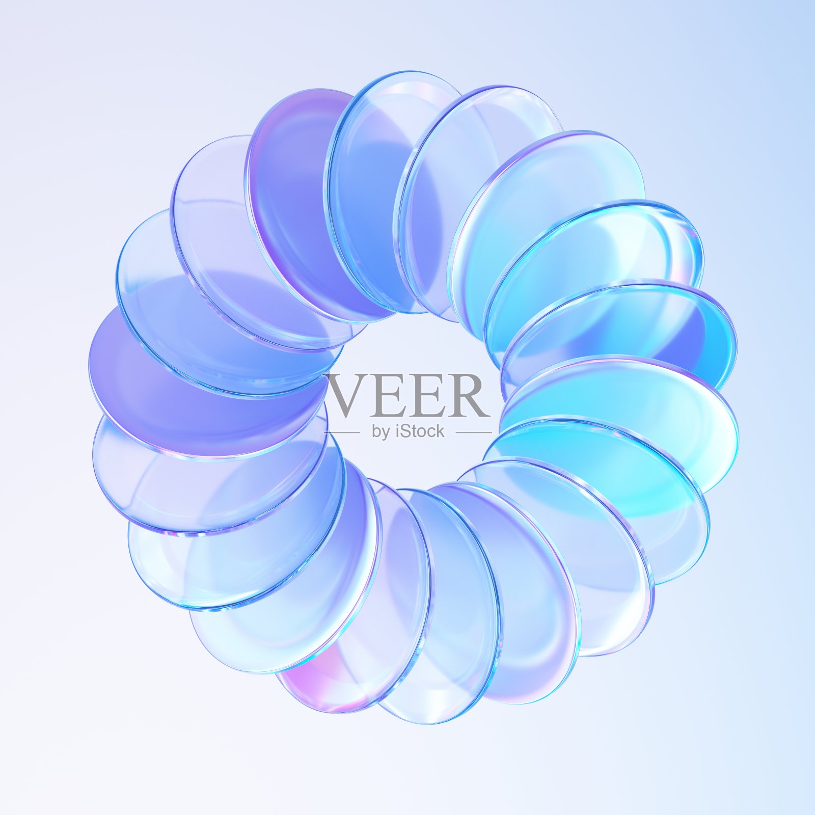 玻璃形状与彩色反射组成。3d渲染图。照片摄影图片