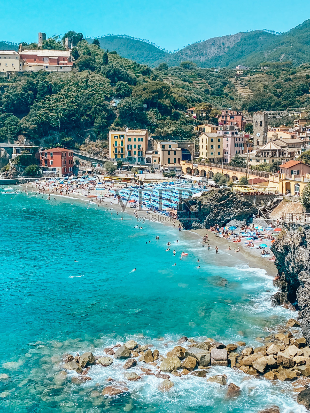 意大利五渔村的海滩日照片摄影图片