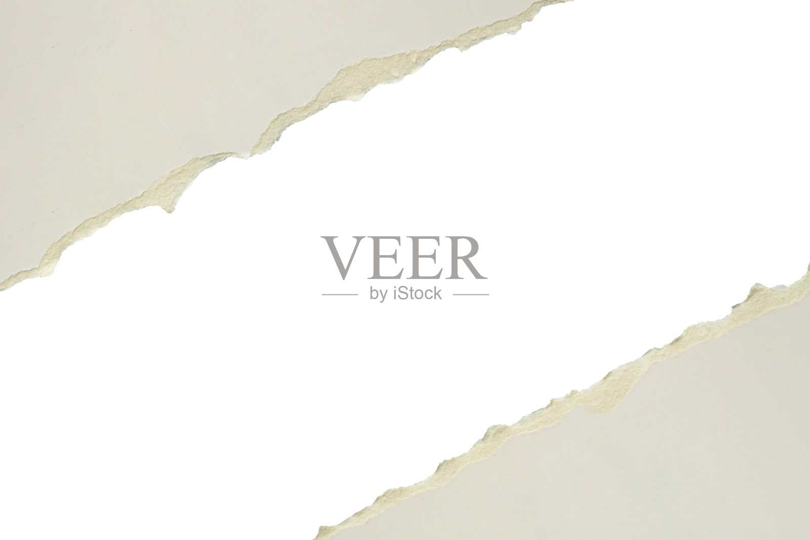 灰色撕裂纸撕裂边缘条孤立在白色背景照片摄影图片