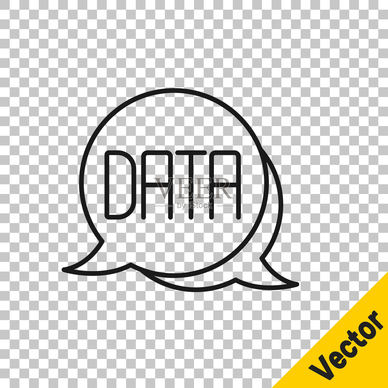 黑线数据分析图标隔离在透明的背景。业务数据分析处理，统计。图表和图表。向量插画图片素材