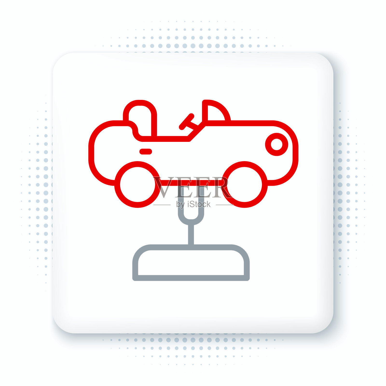 线摇摆车在操场上的图标孤立的白色背景。儿童旋转木马与汽车。娱乐图标。色彩缤纷的轮廓概念。向量插画图片素材