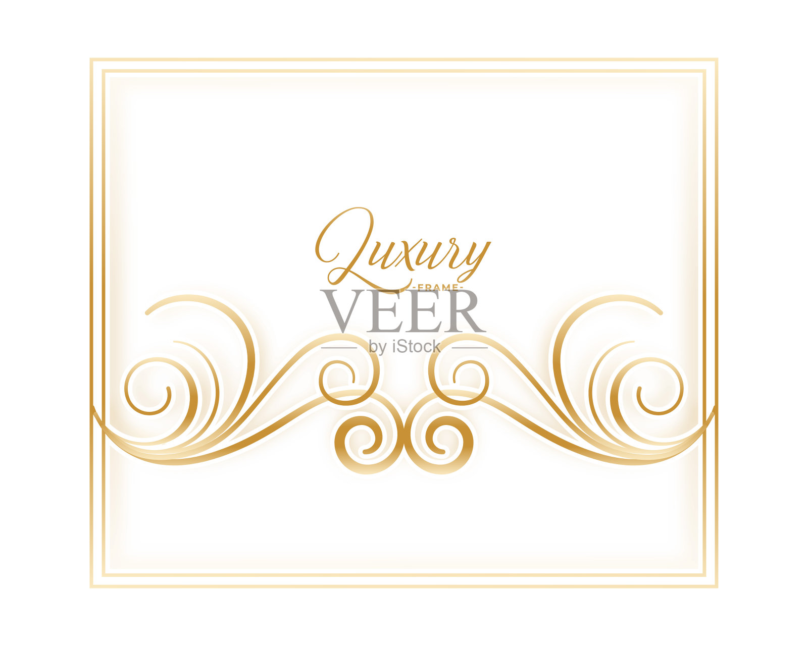 豪华的金色花卉边框背景的婚礼或邀请设计插画图片素材