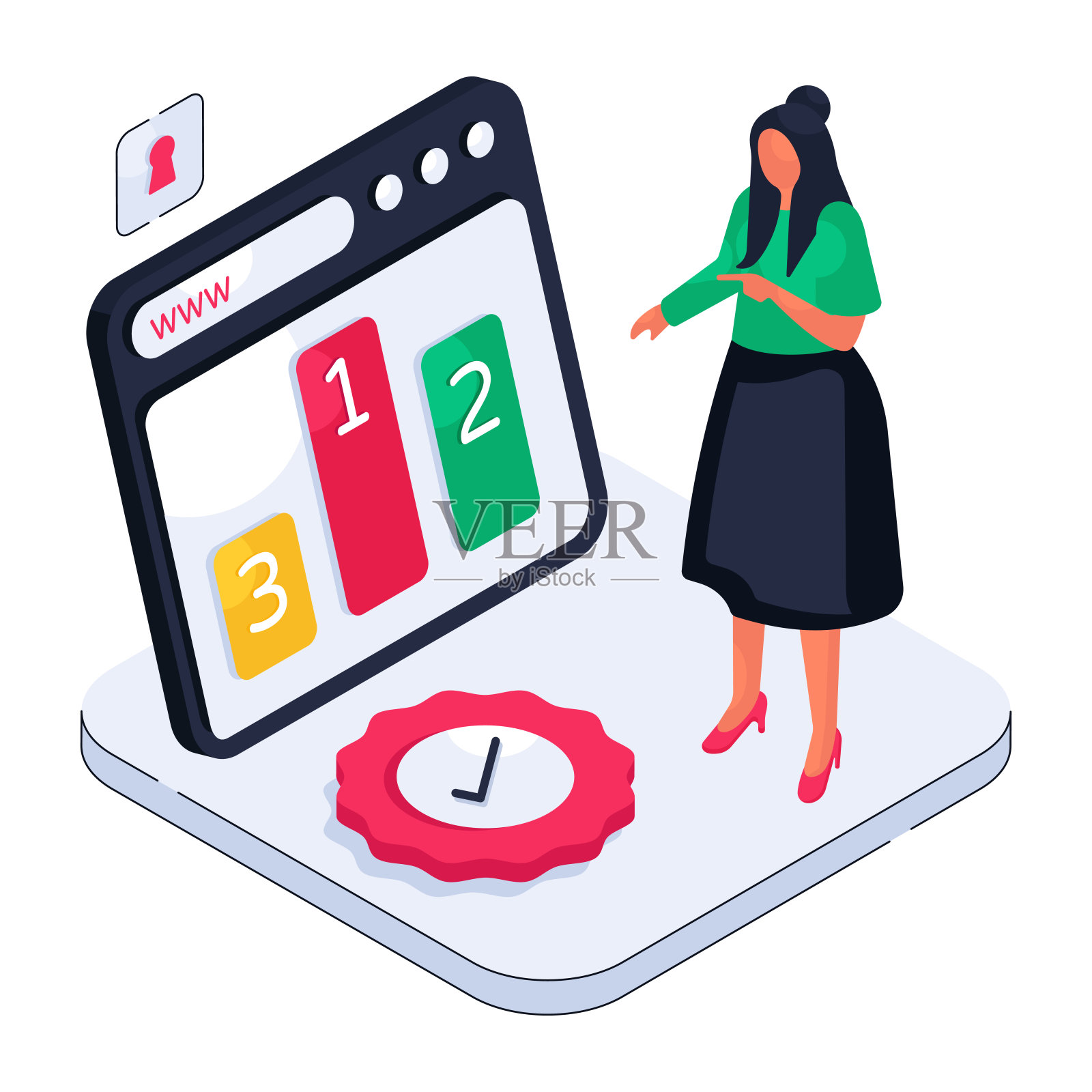 排名网站概念等距设计图解插画图片素材