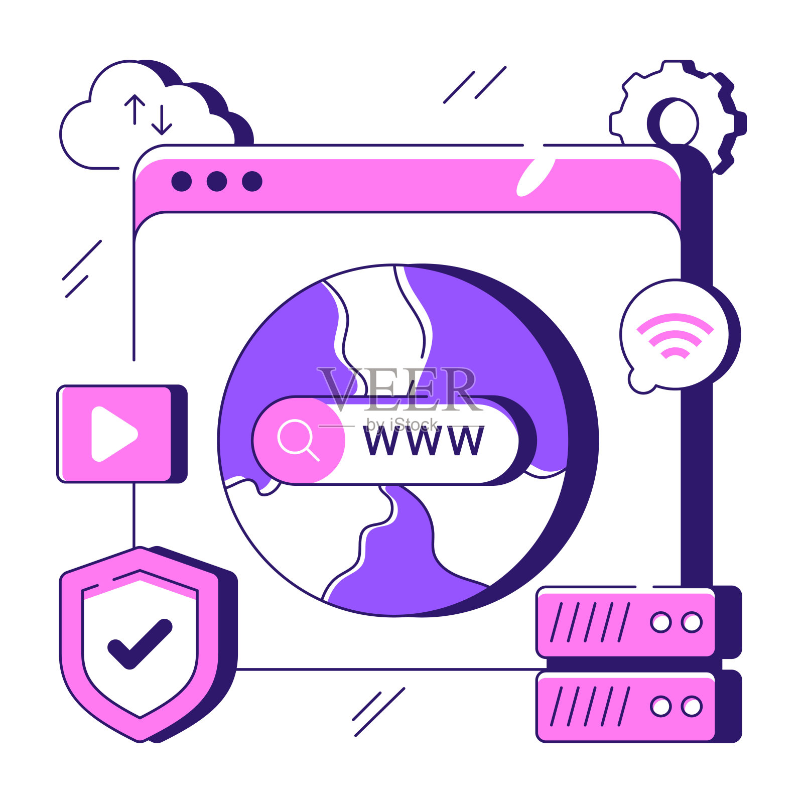 网页浏览器的平面设计插图插画图片素材