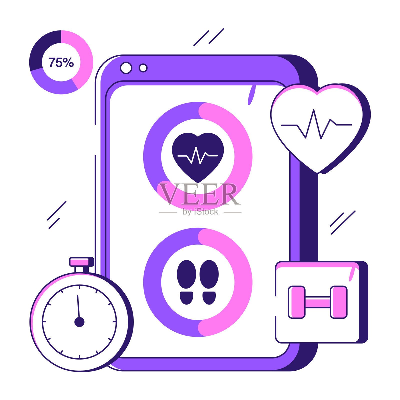 移动医疗应用新潮的矢量设计插画图片素材