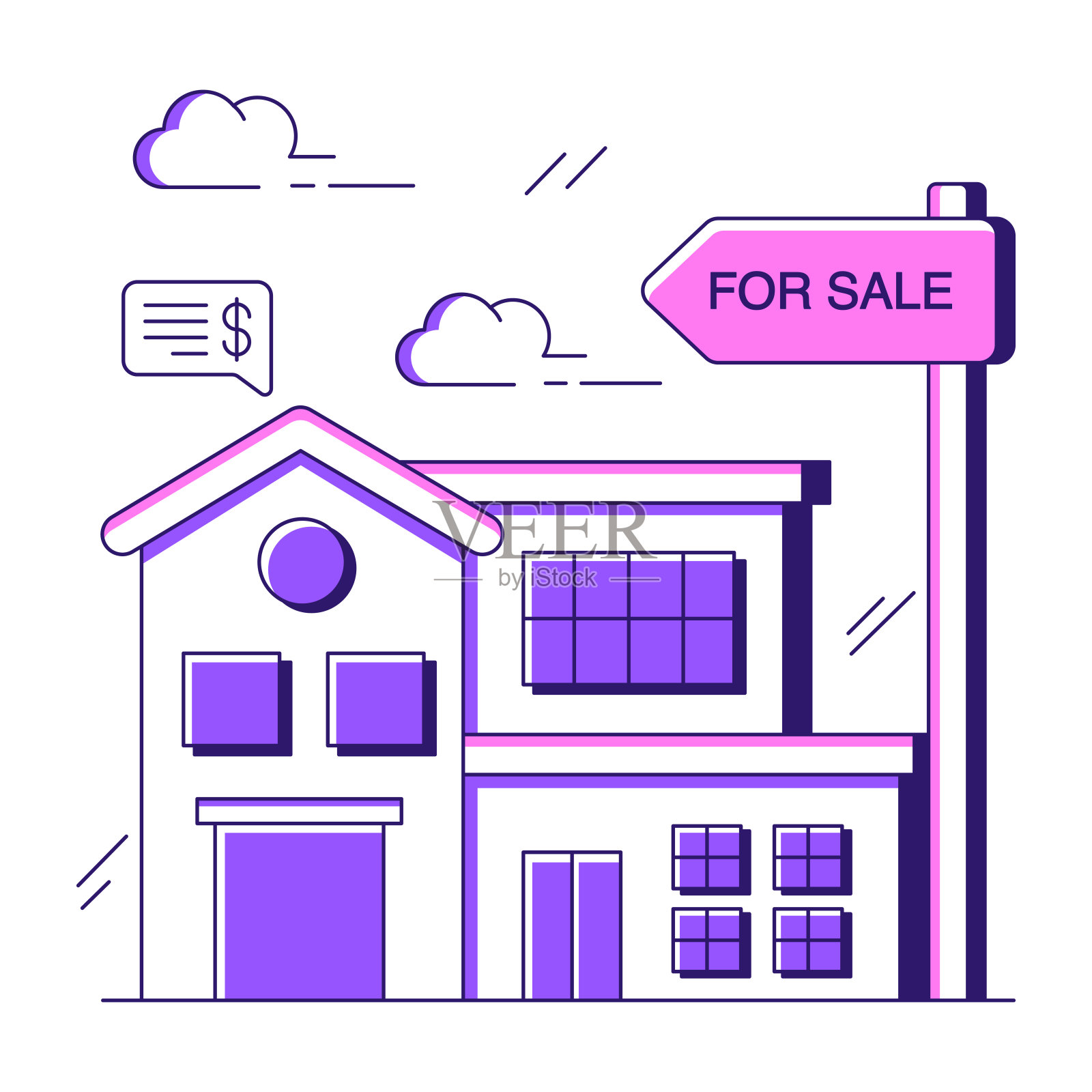 待售房屋的时尚设计插图插画图片素材