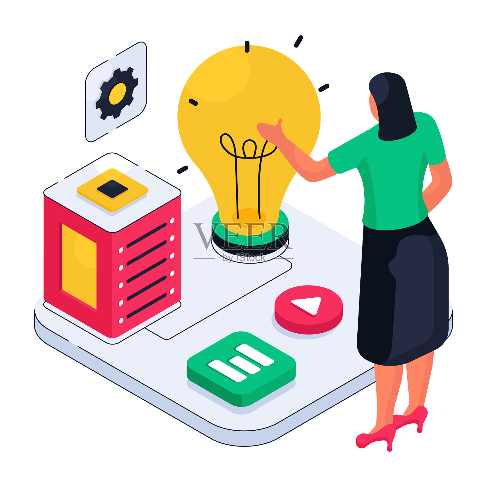 灯泡矢量，创意的说明插画图片素材