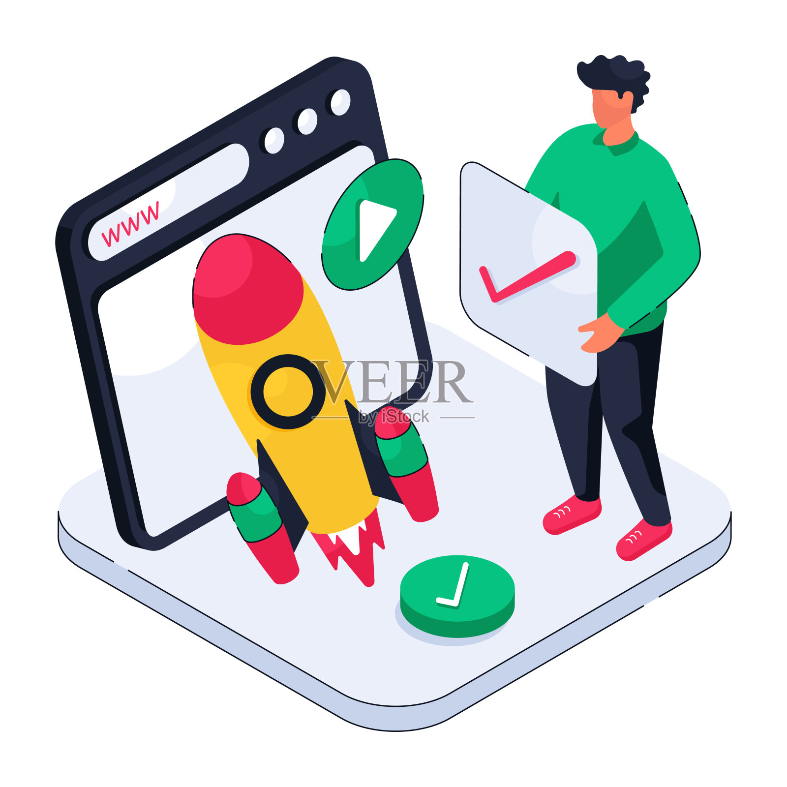 网页发布的概念设计说明插画图片素材