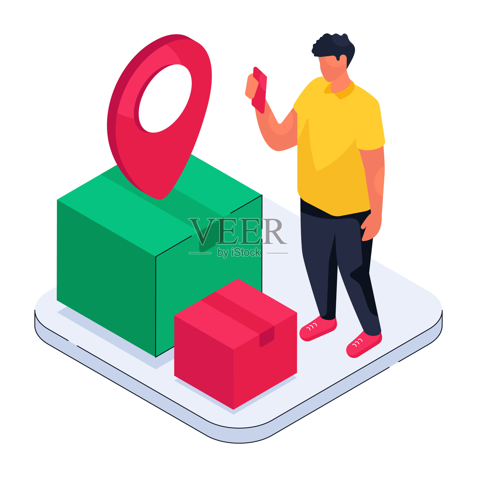 现代设计图解的包裹位置插画图片素材