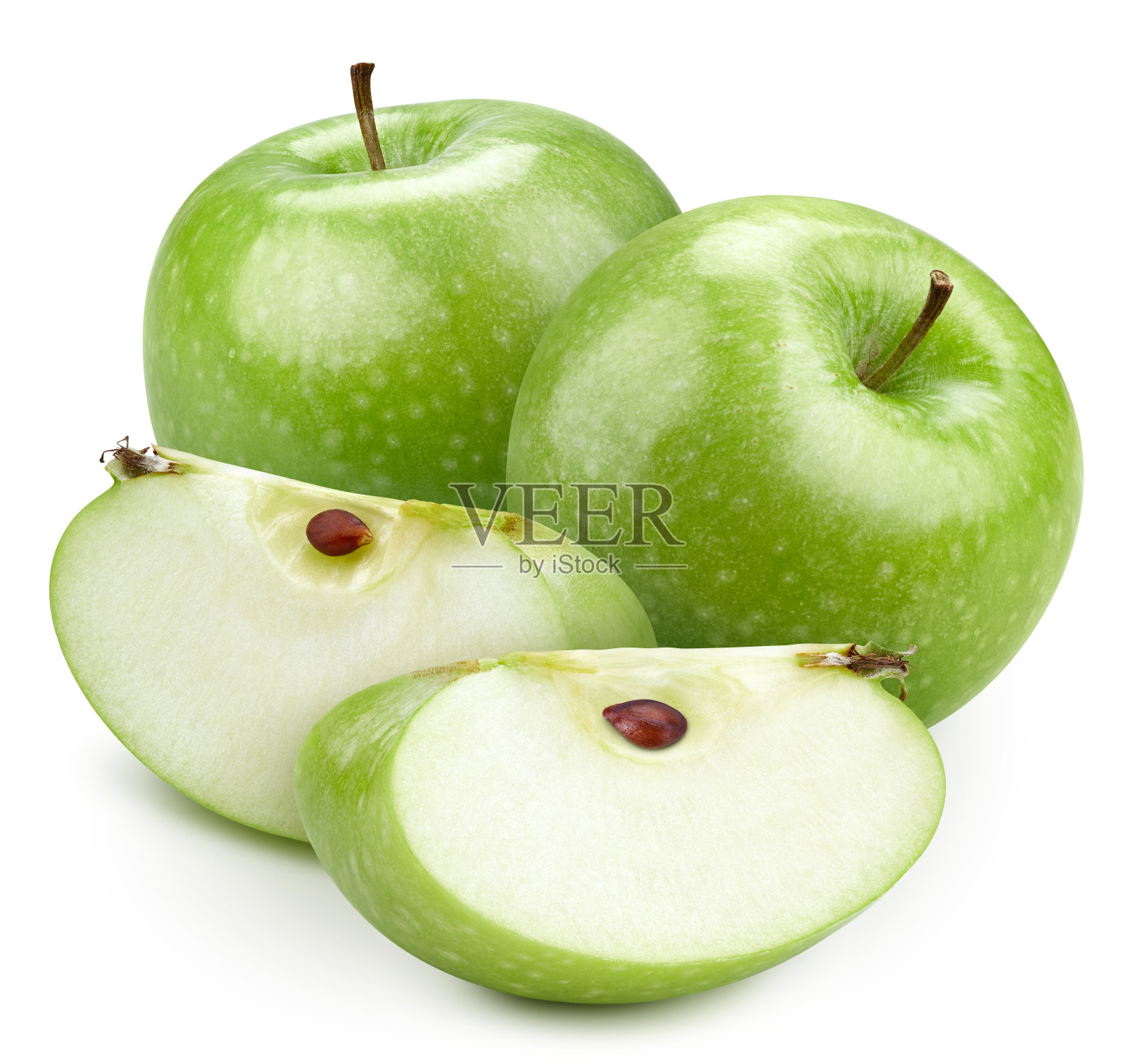 白色背景上孤立的青苹果照片摄影图片