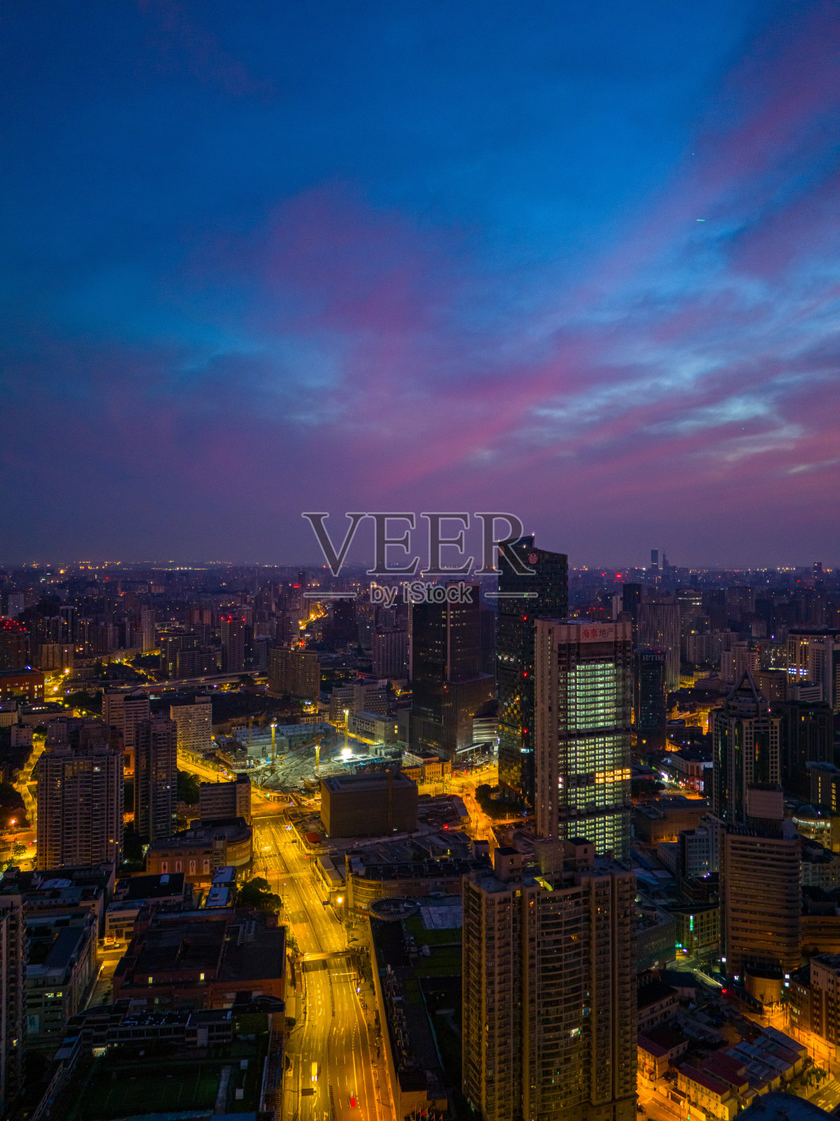 上海日出鸟瞰图照片摄影图片