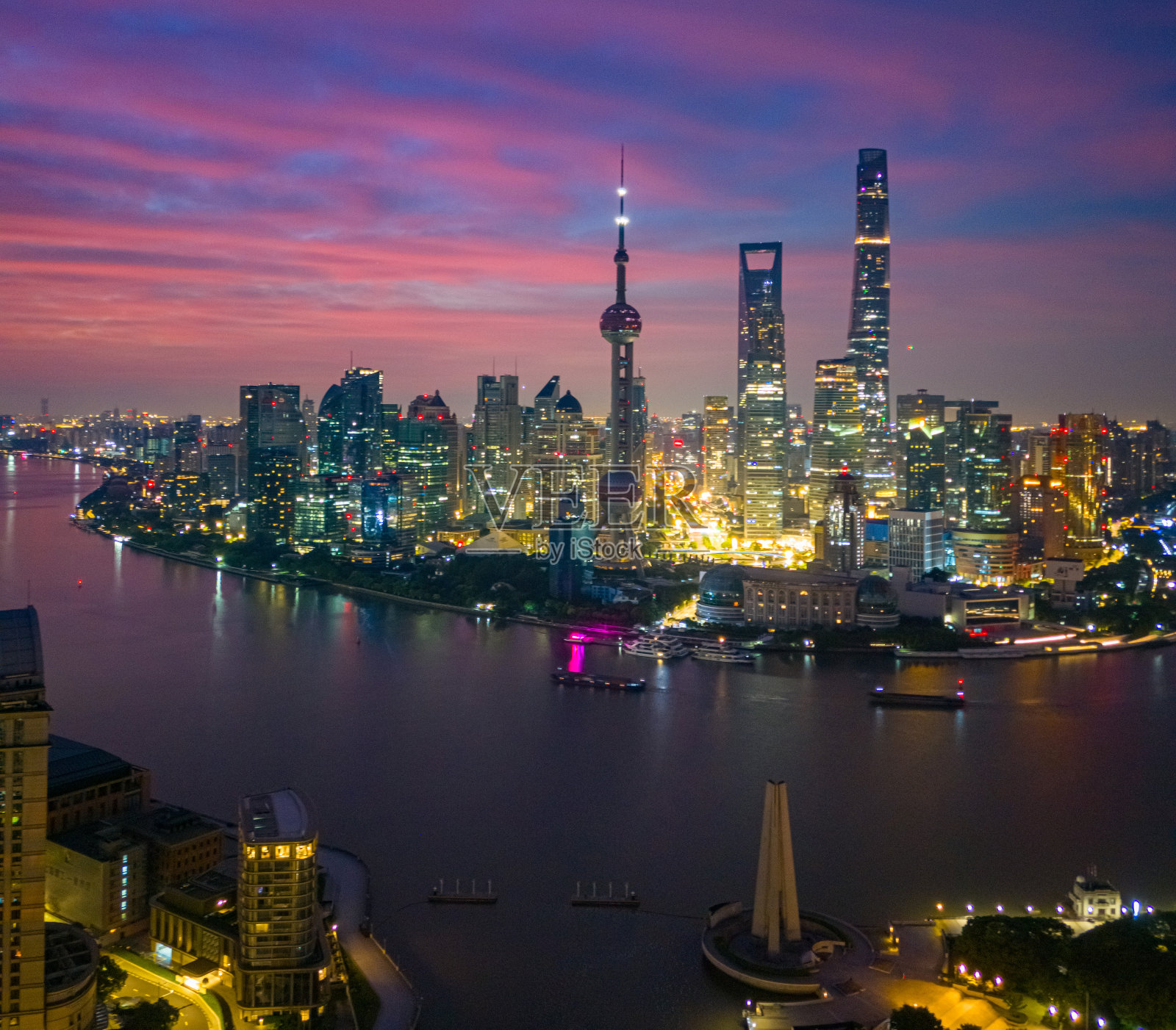 上海日出鸟瞰图照片摄影图片