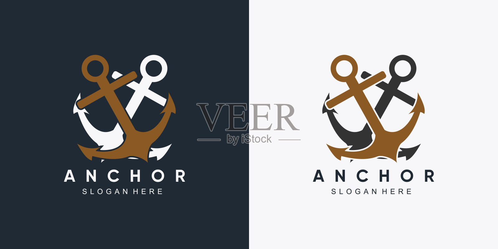 锚海洋和船舶车轮图标标志设计模板与创意元素插画图片素材