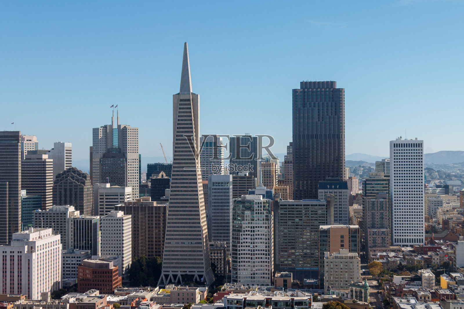 旧金山市中心天际线泛美金字塔摩天大楼照片摄影图片