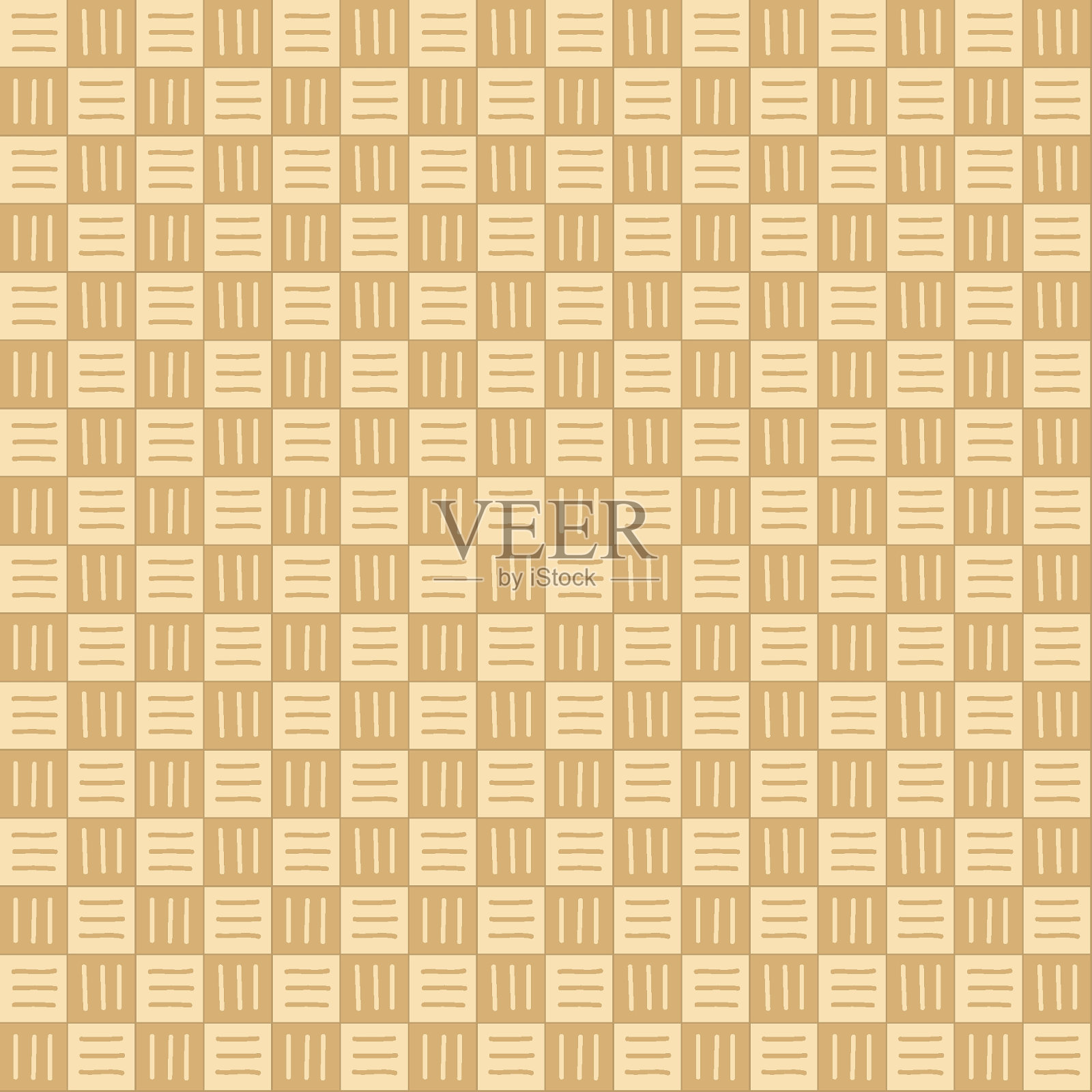 由小正方形组成的网格，每个正方形包含均匀间隔的水平线，交替使用米色和棕色两种色调插画图片素材