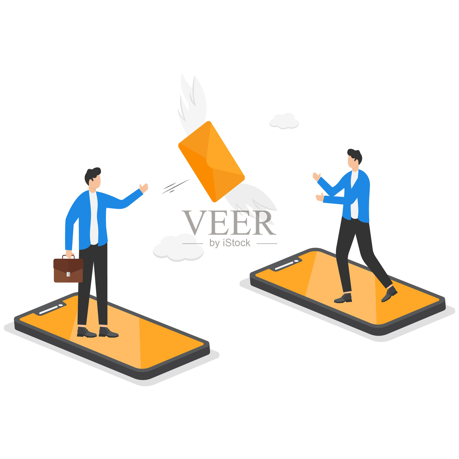 发送电子邮件与客户或客户沟通，订阅通讯自动化，在线广告或邮件列表服务概念;插画图片素材