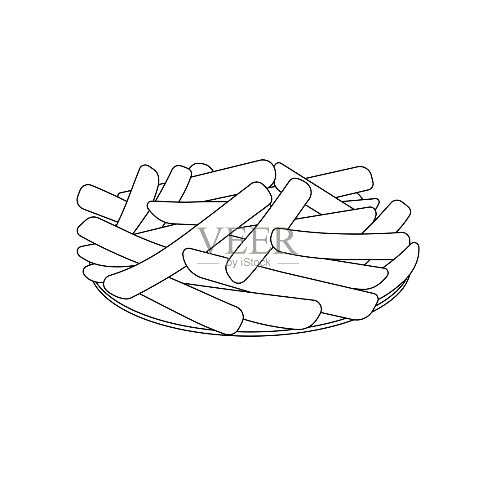 手绘卡通薯条食物隔离在白色插画图片素材