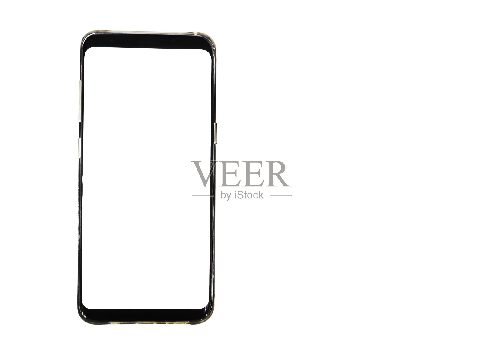 特写的智能手机与空白屏幕对白色背景照片摄影图片