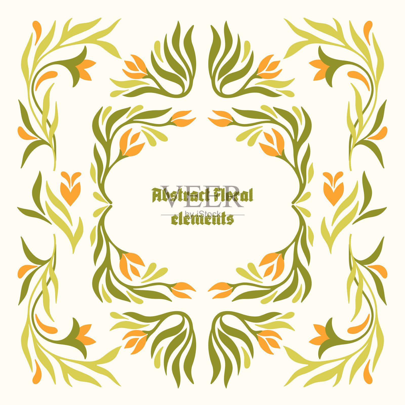 复古花卉框架，角落和边界。向量。插画图片素材