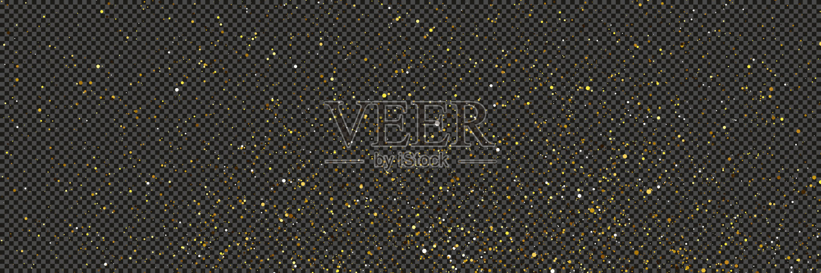 在透明的背景上，金色闪闪发光的尘埃和星星插画图片素材