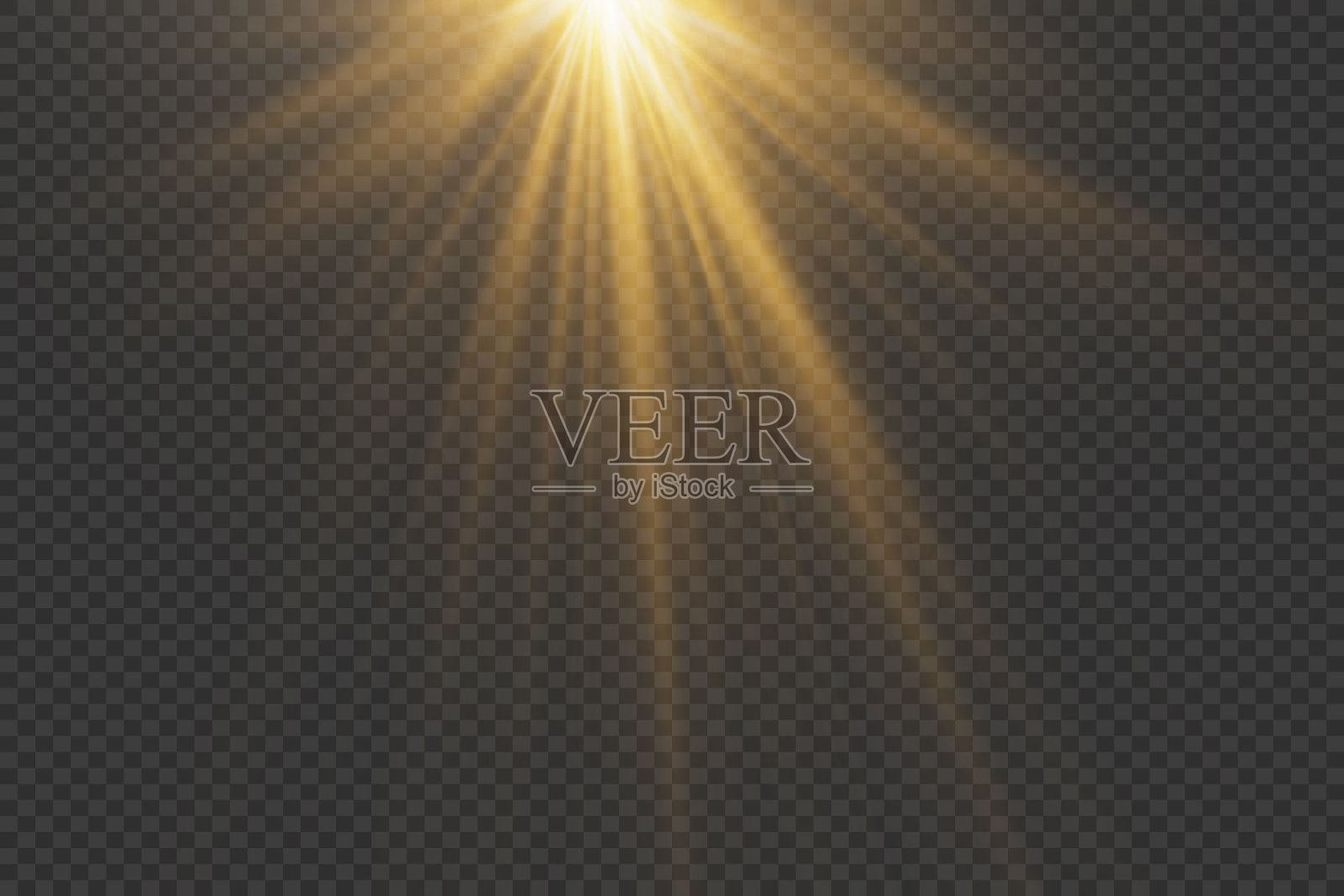 特殊的镜头光晕效果。金色的光芒。在透明的背景上。插画图片素材