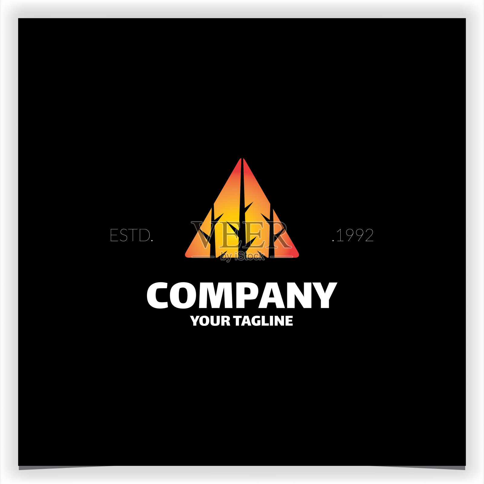 竹树轮廓在三角形标志设计矢量模板插画图片素材