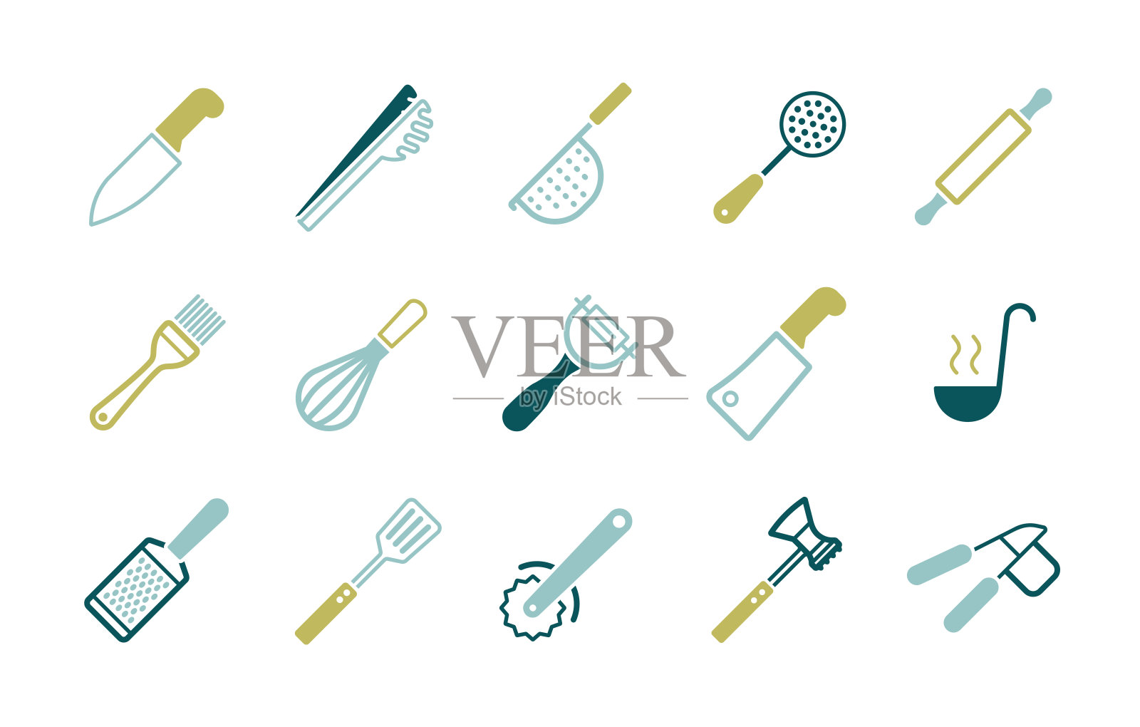 厨具和厨房矢量图标集插画图片素材